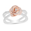 Thumbnail Image 0 of Enchanted Disney Belle 1/4 CT. T.W. Diamond Rose Orbit Split Shank Ring in Sterling Silver and 10K Rose Gold - Size 7