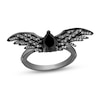 Thumbnail Image 1 of Enchanted Disney Villains Maleficent Pear-Shaped Onyx and 1/4 CT. T.W. Diamond Wings Ring in Sterling Silver - Size 7