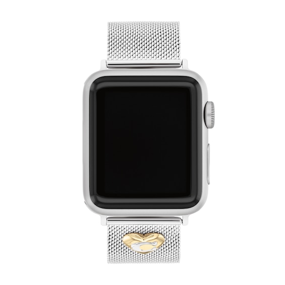 Ladies' Coach Apple Straps Heart Charm Mesh Interchangeable Replacement Band Smart Watch Attachment (Model: 14700239)