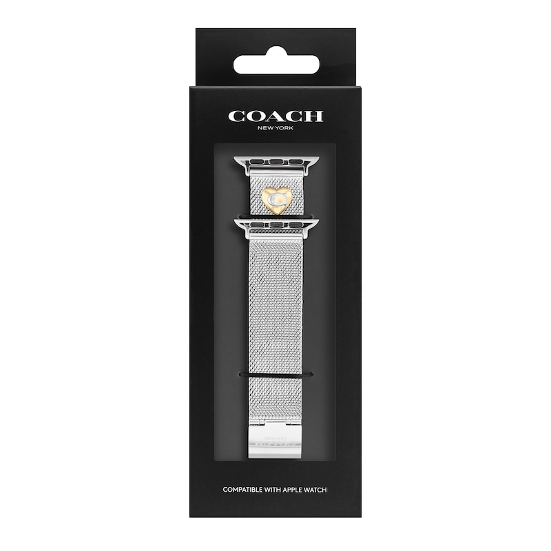 Main Image 1 of Ladies' Coach Apple Straps Heart Charm Mesh Interchangeable Replacement Band Smart Watch Attachment (Model: 14700239)