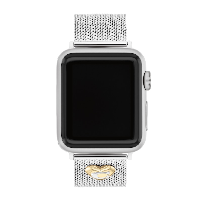 Main Image 2 of Ladies' Coach Apple Straps Heart Charm Mesh Interchangeable Replacement Band Smart Watch Attachment (Model: 14700239)