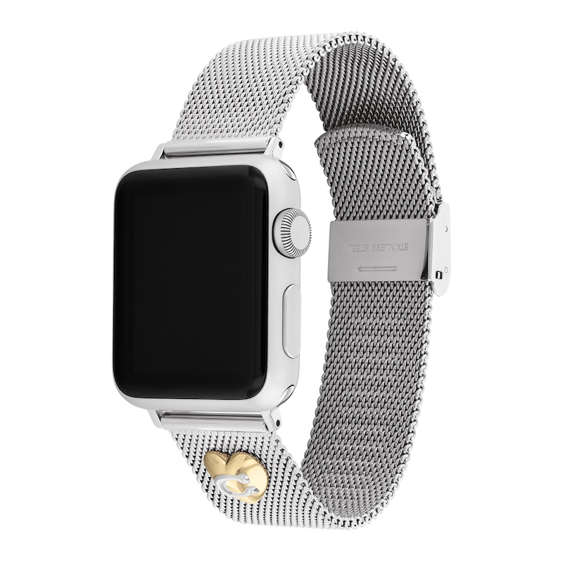 Main Image 3 of Ladies' Coach Apple Straps Heart Charm Mesh Interchangeable Replacement Band Smart Watch Attachment (Model: 14700239)