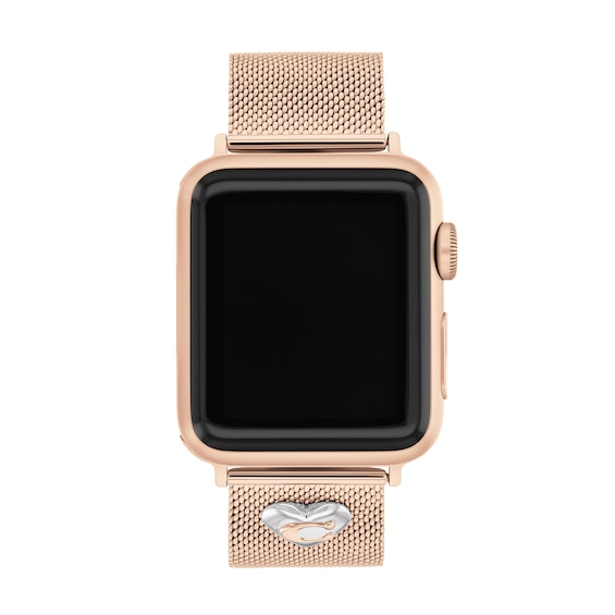 Ladies' Coach Apple Straps Rose-Tone Mesh Interchangeable Replacement Band Smart Watch Attachment (Model: 14700240)