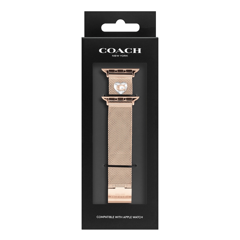 Main Image 1 of Ladies' Coach Apple Straps Rose-Tone Mesh Interchangeable Replacement Band Smart Watch Attachment (Model: 14700240)