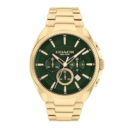 Men's Coach Jackson Gold-Tone IP Chronograph Watch with Green Dial (Model: 14602680)