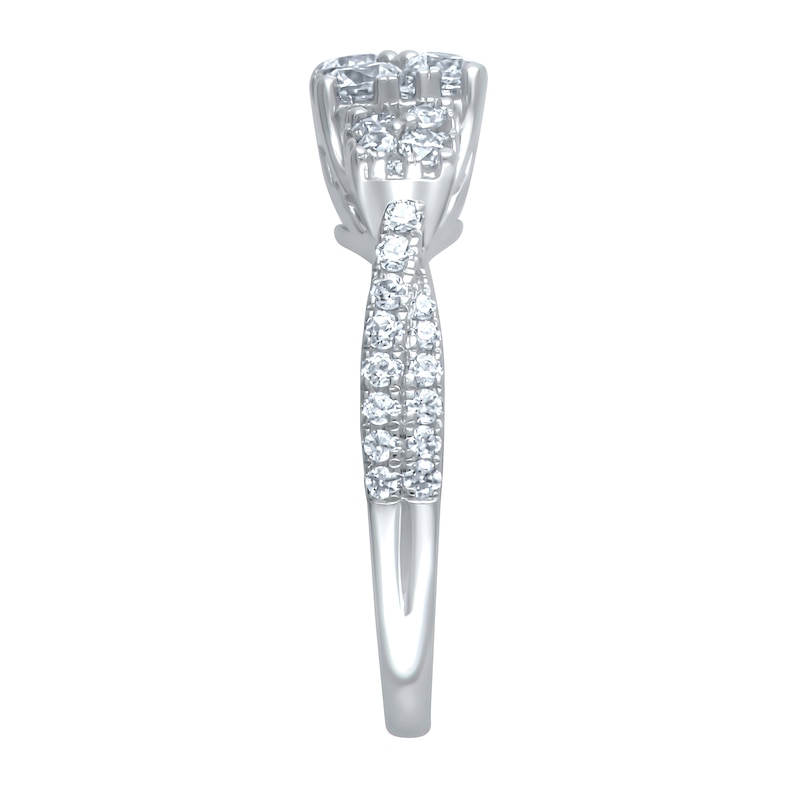 1-1/5 CT. T.W. Cushion-Shaped Multi-Diamond Bridal Set in 10K White Gold