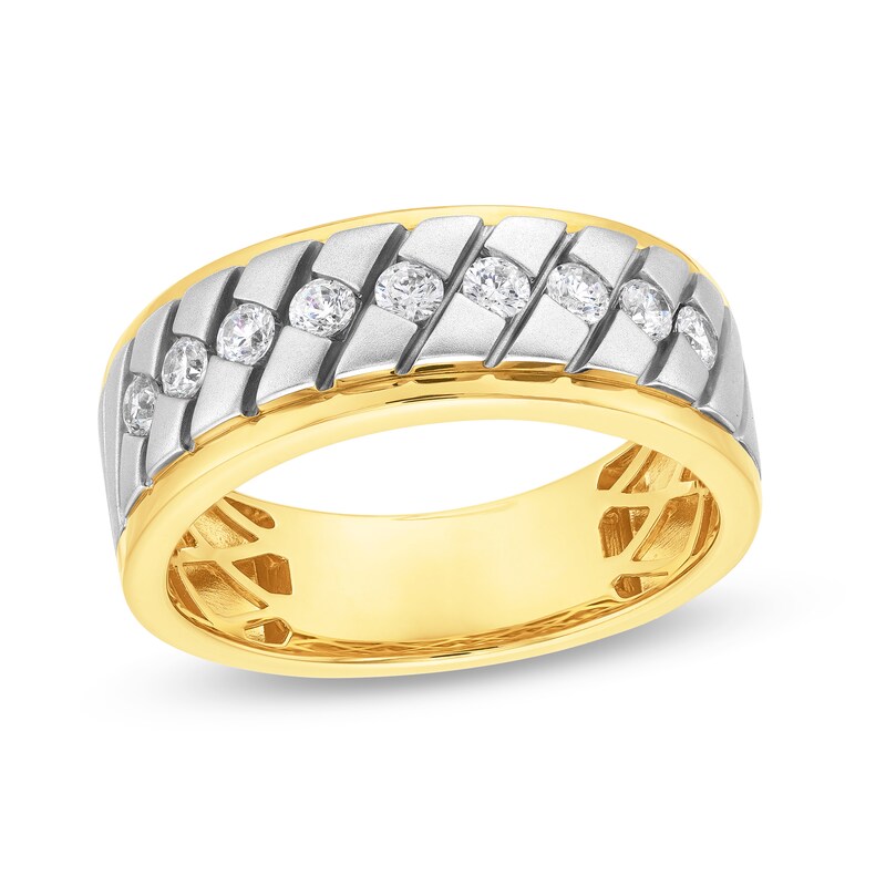 Main Image 1 of 1/2 CT. T.W. Diamond Woven Band in 10K Two-Toned Gold