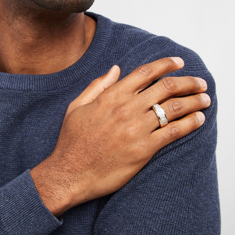 Main Image 2 of 1/2 CT. T.W. Diamond Woven Band in 10K Two-Toned Gold