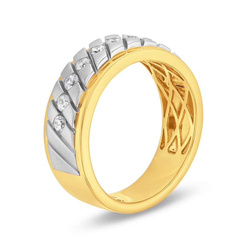 Main Image 3 of 1/2 CT. T.W. Diamond Woven Band in 10K Two-Toned Gold