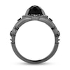 Thumbnail Image 2 of Enchanted Disney Villains Maleficent Oval Onyx and 1/5 CT. T.W. Diamond Frame Ring in Black Rhodium Sterling Silver