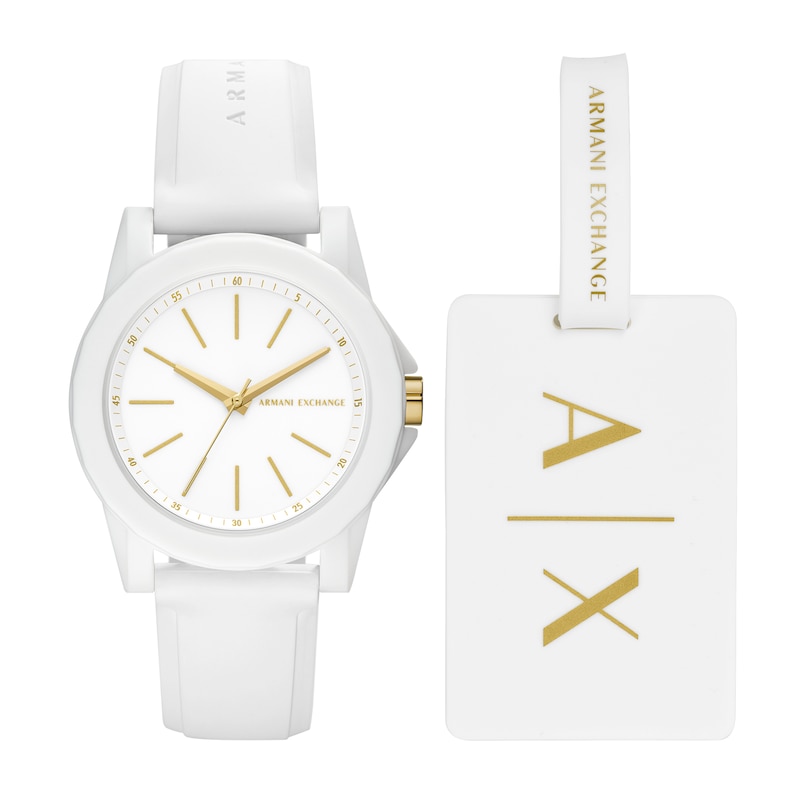 Main Image 1 of Women’s Armani Exchange Lady Banks White Watch Gift Set (Model: AX7126)