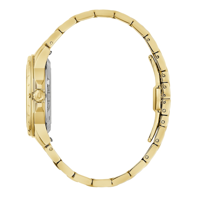 Main Image 2 of Ladies' Bulova Marine Star Black Mother of Pearl and Diamond Dial Watch in Gold-Tone Stainless Steel (Model 97P171)