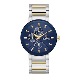 Men's Bulova Classic Blue Dial Watch in Two-Tone Stainless Steel (Model 98C148)