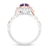 Thumbnail Image 2 of Enchanted Disney Rapunzel Oval Amethyst and Diamond Frame Braided Shank Ring in Sterling Silver and 10K Rose Gold