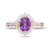 Thumbnail Image 4 of Enchanted Disney Rapunzel Oval Amethyst and Diamond Frame Braided Shank Ring in Sterling Silver and 10K Rose Gold