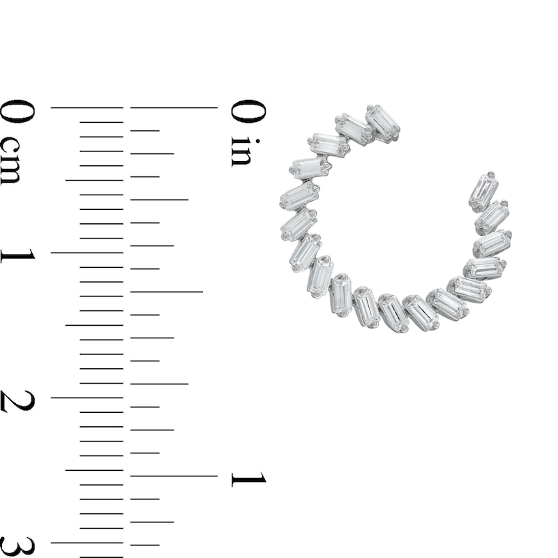 Main Image 3 of 1 CT. T.W.  Baguette-Cut Lab-Grown Diamond Open Hoop Earrings in 14K White Gold (F/SI2)