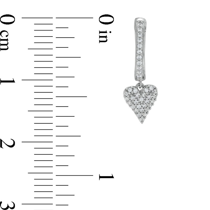 Main Image 3 of 1/6 CT. T.W. Heart-Shaped Multi-Diamond Drop Earrings in Sterling Silver