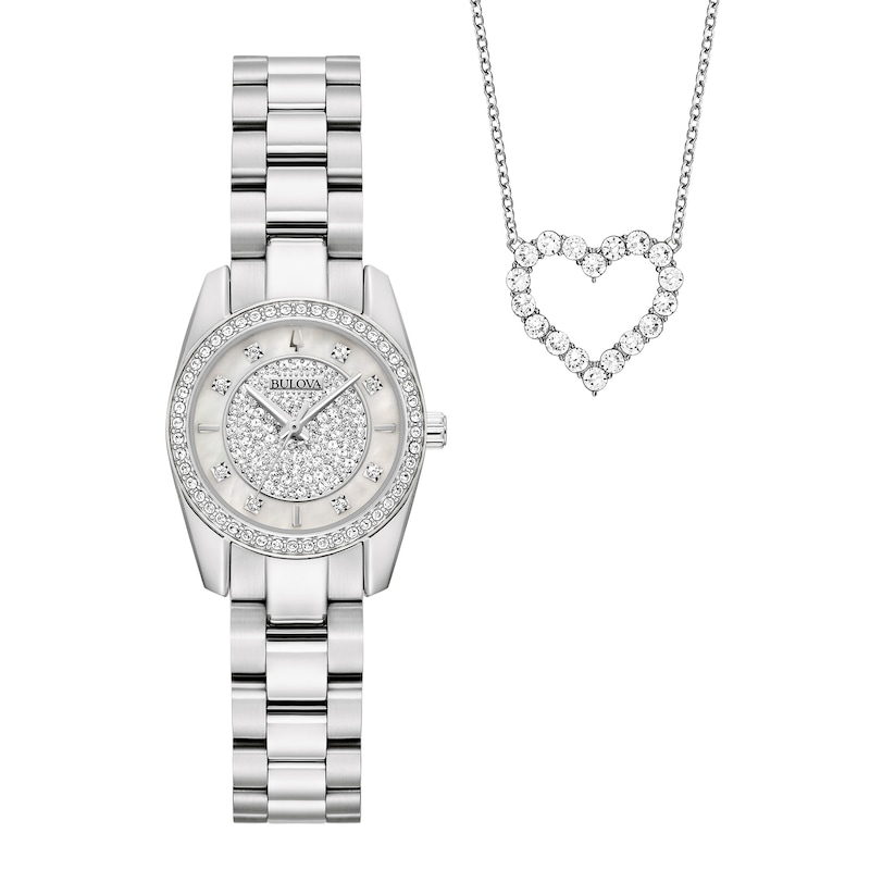 Main Image 2 of Ladies’ Exclusive Bulova Crystal Collection Watch and Heart Necklace Box Set (Model: 96X165)