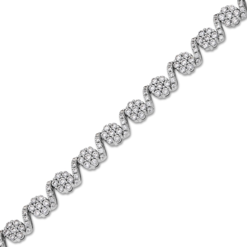 Main Image 1 of 3-1/2 CT. T.W. Multi-Diamond Swirl Ribbon Alternating Bracelet in 10K White Gold