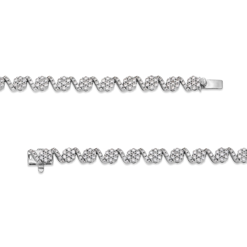 Main Image 3 of 3-1/2 CT. T.W. Multi-Diamond Swirl Ribbon Alternating Bracelet in 10K White Gold