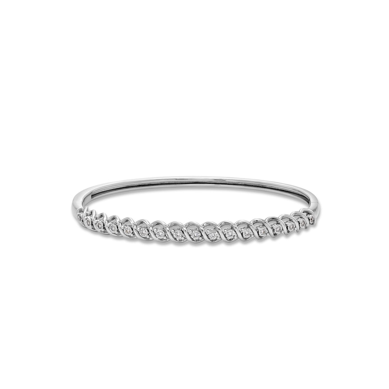 Main Image 1 of 1/4 CT. T.W. Diamond Miracle "S" Link Bangle in Sterling Silver