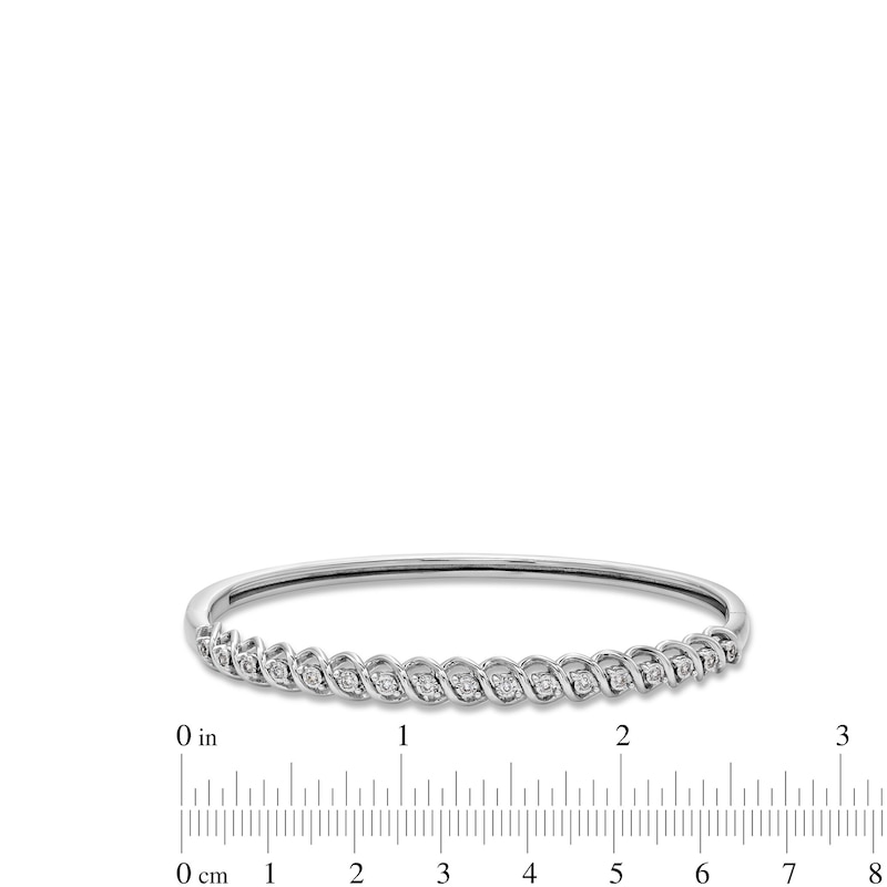 Main Image 3 of 1/4 CT. T.W. Diamond Miracle "S" Link Bangle in Sterling Silver