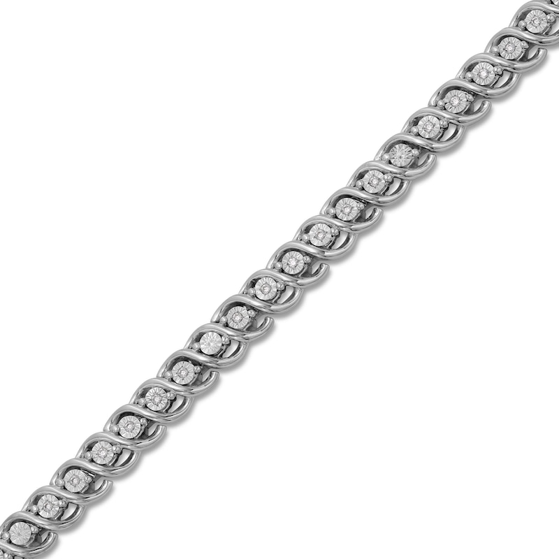 Main Image 1 of 1/4 CT. T.W. Diamond Miracle "S" Link Bracelet in Sterling Silver