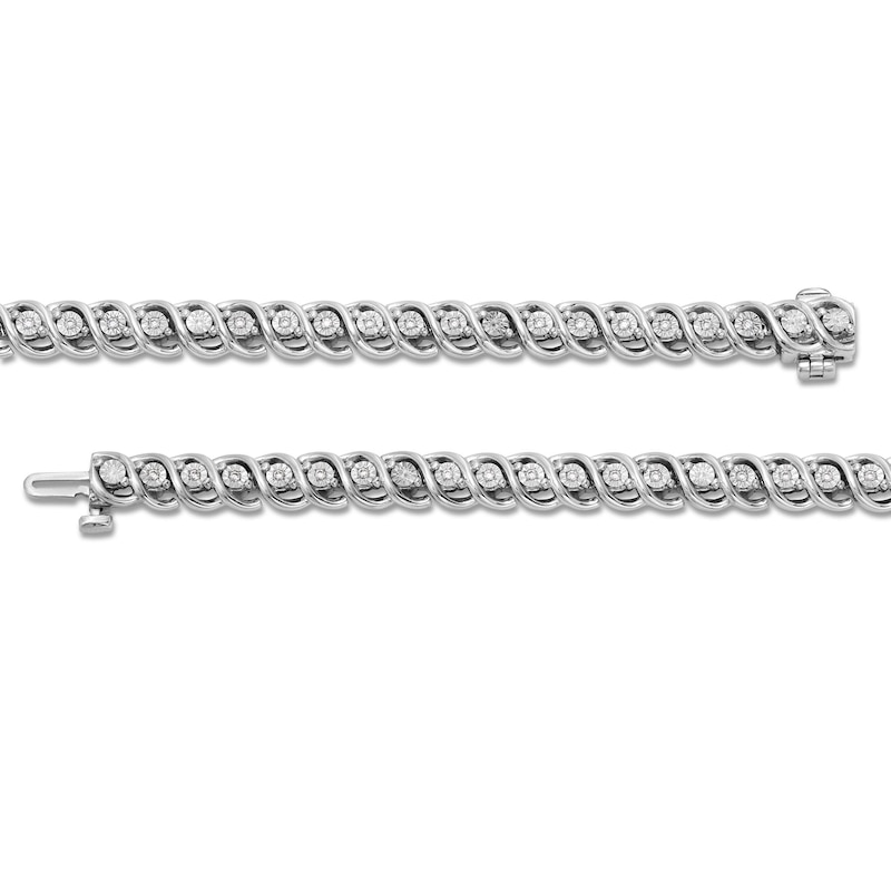 Main Image 3 of 1/4 CT. T.W. Diamond Miracle "S" Link Bracelet in Sterling Silver