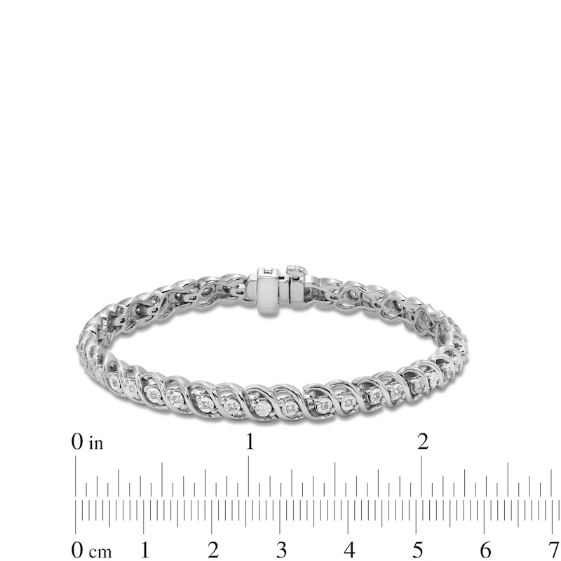 Main Image 4 of 1/4 CT. T.W. Diamond Miracle "S" Link Bracelet in Sterling Silver