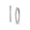 Thumbnail Image 1 of 1 CT. T.W. Diamond Oval Hoop Earrings in 10K White Gold