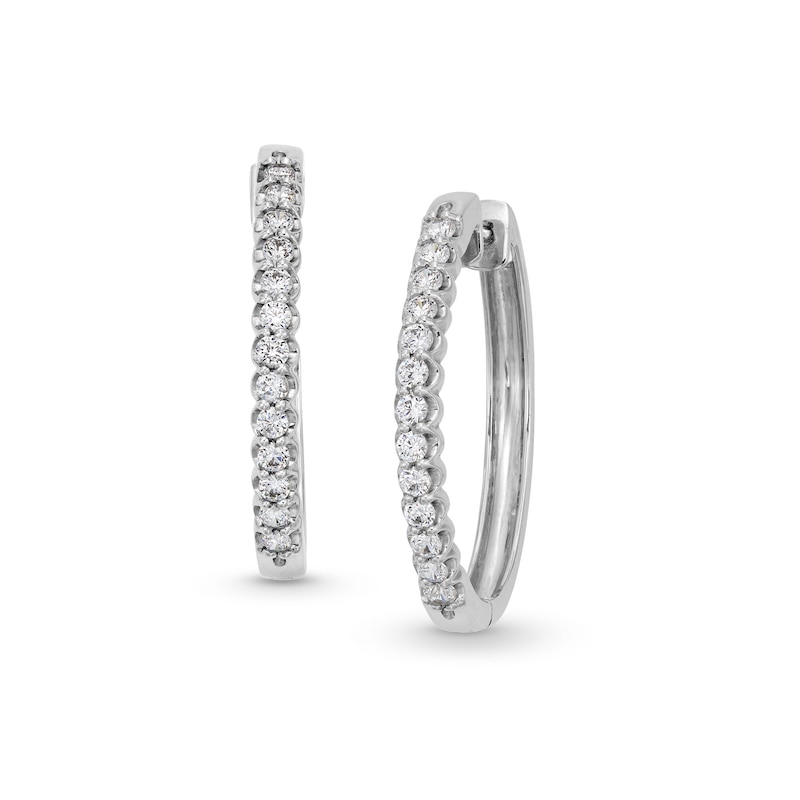 Main Image 1 of 1 CT. T.W. Diamond Oval Hoop Earrings in 10K White Gold