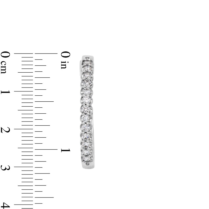 Main Image 3 of 1 CT. T.W. Diamond Oval Hoop Earrings in 10K White Gold