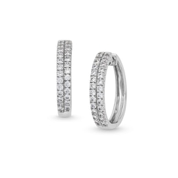 1 CT. T.W. Diamond Double Row Hoop Earrings in 10K White Gold