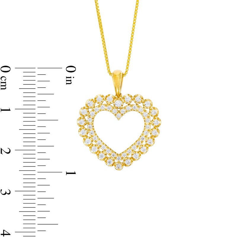 Main Image 3 of 1/2 CT. T.W. Diamond Shadow Heart Pendant in 10K Gold