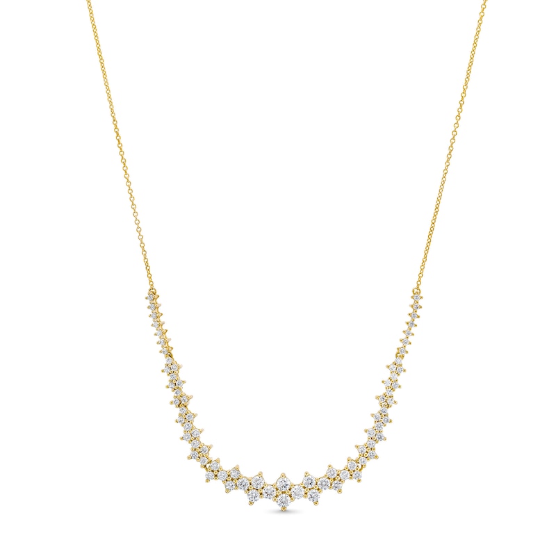Main Image 1 of 1-1/2 CT. T.W. Diamond Graduated Starburst Necklace in 10K Gold