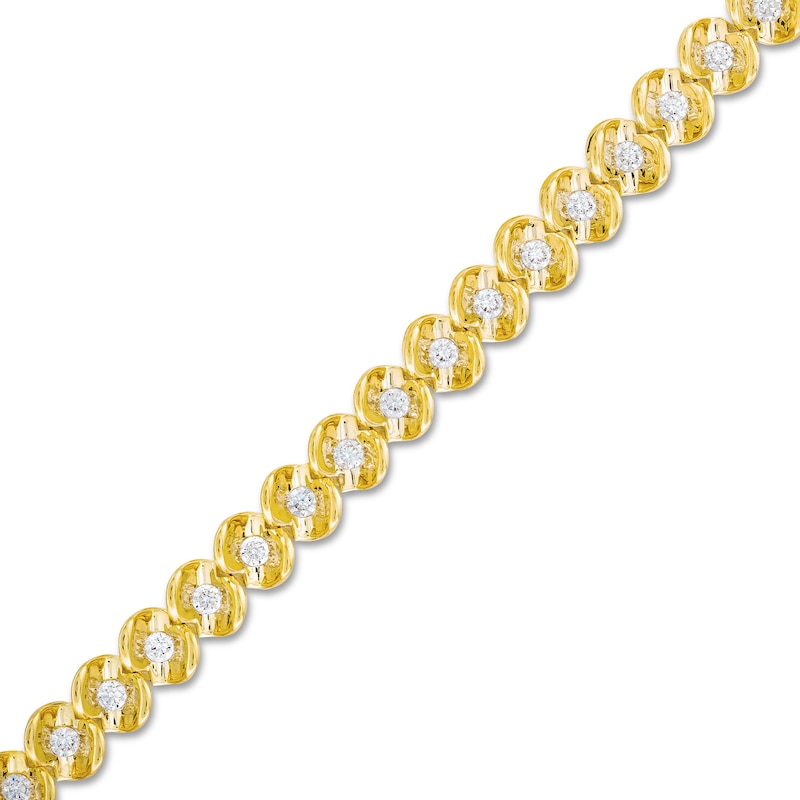 Main Image 1 of 1 CT. T.W. Diamond Sculpted Link Bracelet in 10K Gold - 7.25"