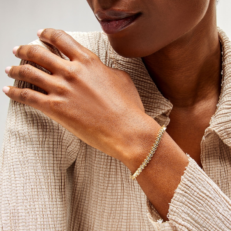 Main Image 2 of 1 CT. T.W. Diamond Sculpted Link Bracelet in 10K Gold - 7.25"