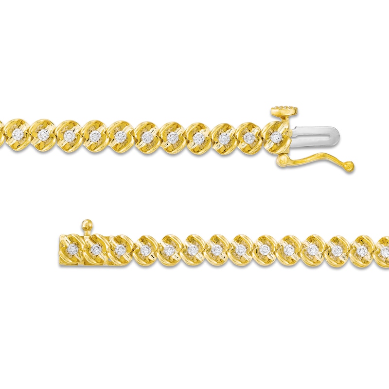 Main Image 3 of 1 CT. T.W. Diamond Sculpted Link Bracelet in 10K Gold - 7.25"