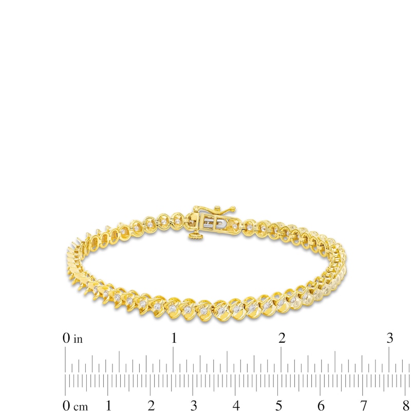 Main Image 4 of 1 CT. T.W. Diamond Sculpted Link Bracelet in 10K Gold - 7.25"