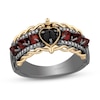 Thumbnail Image 1 of Enchanted Disney Villains Evil Queen 1/10 CT. T.W. Diamond, Onyx and Garnet Ring in Sterling Silver and 10K Gold - Size 7
