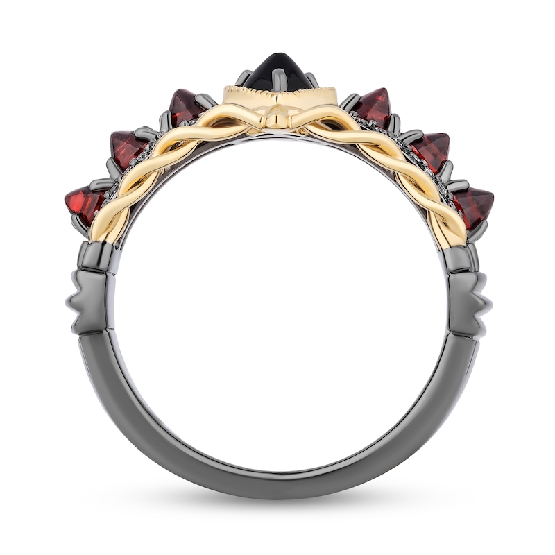 Main Image 3 of Enchanted Disney Villains Evil Queen 1/10 CT. T.W. Diamond, Onyx and Garnet Ring in Sterling Silver and 10K Gold - Size 7