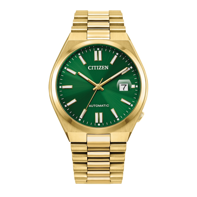 Main Image 1 of Men's Citizen Tsuyosa Automatic Green Dial Watch in Gold-Tone Stainless Steel (Model NJ0152-51X)