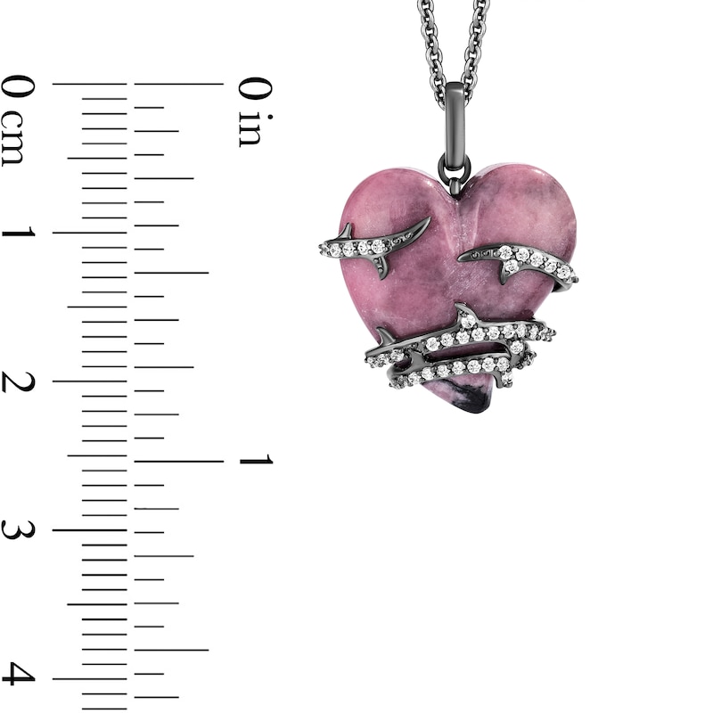 Main Image 3 of Enchanted Disney Villains Maleficent 1/8 CT. T.W. Diamond and Heart-Shaped Rhodonite Pendant in Sterling Silver
