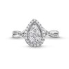 Thumbnail Image 3 of 1/2 CT. T.W. Pear-Shaped Multi-Diamond Frame Twist Shank Engagement Ring in 10K White Gold