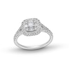 Thumbnail Image 1 of 1/2 CT. T.W. Baguette and Round Cushion-Shaped Multi-Diamond Frame Split Shank Engagement Ring in 10K White Gold