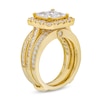 Thumbnail Image 2 of 3 CT. T.W. Quad Princess-Cut Diamond Cushion Frame Vintage-Style Bridal Set in 14K Gold