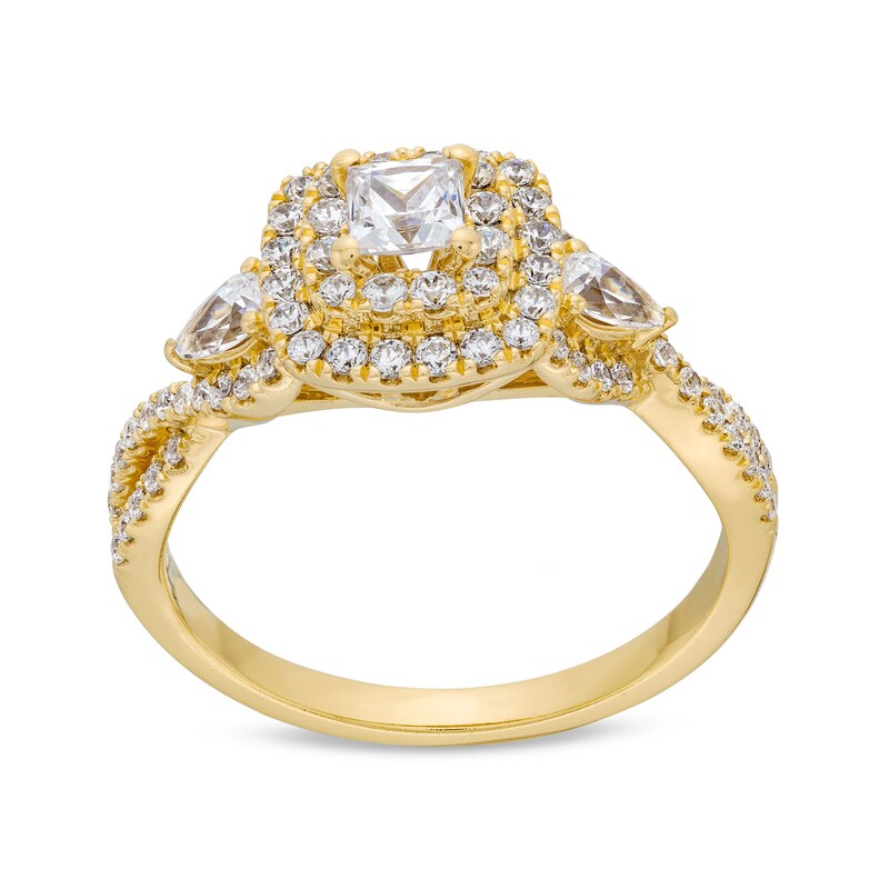 Main Image 1 of 1 CT. T.W. Princess-Cut Diamond Double Cushion Frame Twist Shank Engagement Ring in 14K Gold
