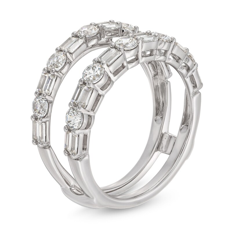 Main Image 2 of 1-3/8 CT. T.W. Baguette and Round Diamond Alternating Solitaire Enhancer in 14K White Gold