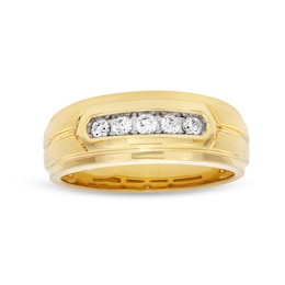 1/4 CT. T.W. Diamond Five Stone Step Edge Anniversary Band in 10K Gold