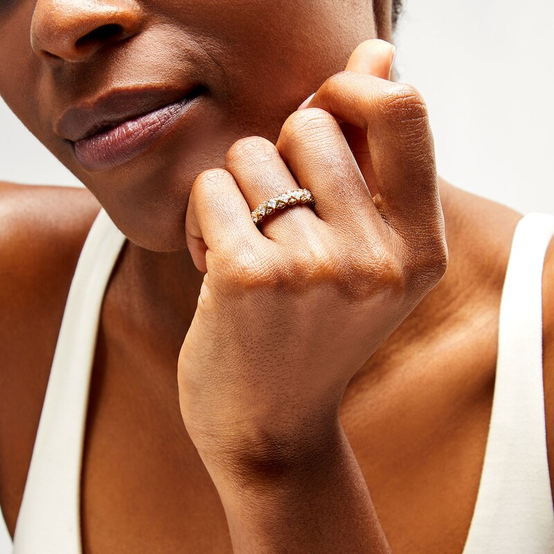 Main Image 2 of 1/2 CT. T.W. Princess-Cut and Round Diamond "X" Anniversary Band in 10K Gold